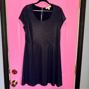 Michael Kors Navy Mini Dress with Gold Dots